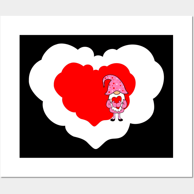 RED Heart Valentine Gnome Wall Art by SartorisArt1